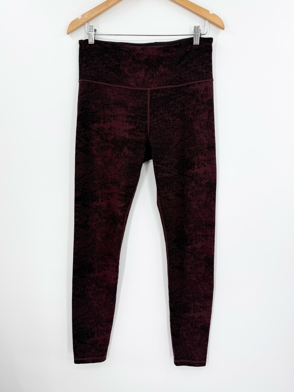Athleta Elation Glades 7/8 Leggings | Burgundy Marble | Large Tall